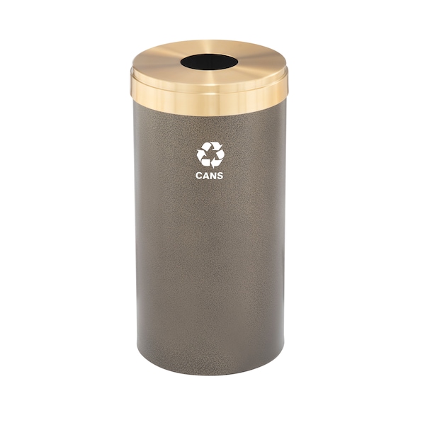 16 gal Round Recycling Bin, Bronze Vein/Satin Brass