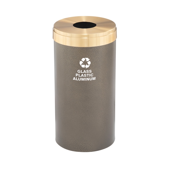16 gal Round Recycling Bin, Bronze Vein/Satin Brass
