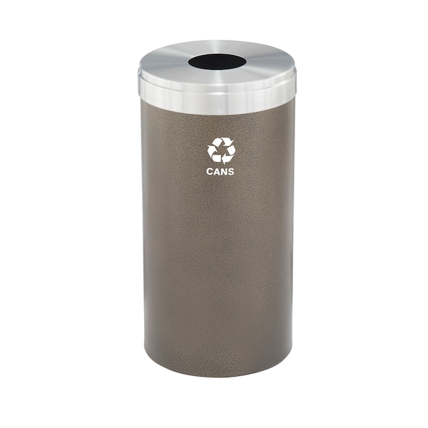 16 gal Round Recycling Bin, Bronze Vein/Satin Aluminum