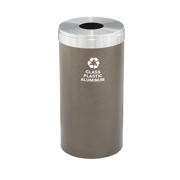 16 gal Round Recycling Bin, Bronze Vein/Satin Aluminum