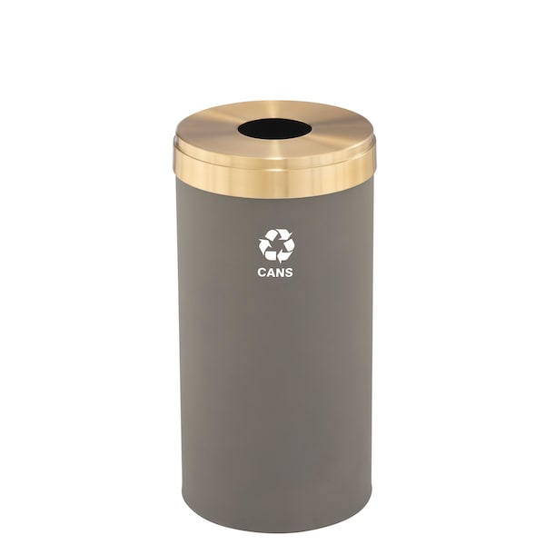 16 gal Round Recycling Bin, Nickel/Satin Brass