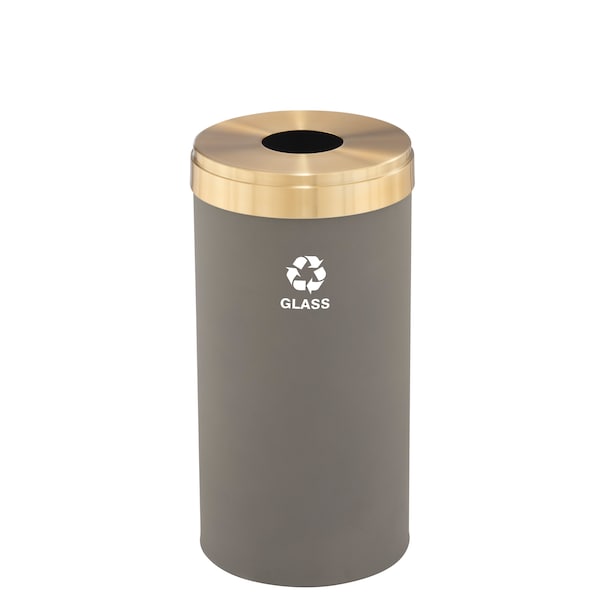 16 gal Round Recycling Bin, Nickel/Satin Brass