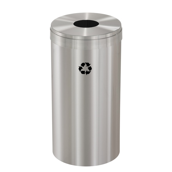 16 gal Round Recycling Bin, Satin Aluminum