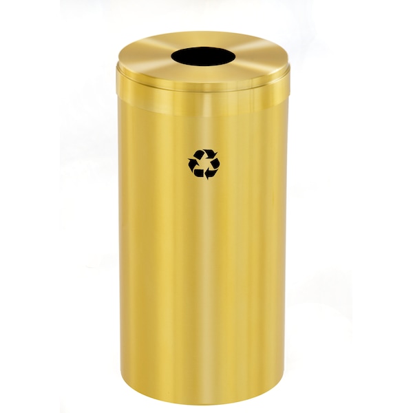23 gal Round Recycling Bin, Satin Brass