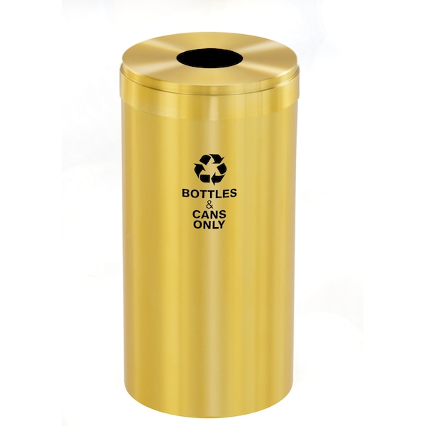 23 gal Round Recycling Bin, Satin Brass