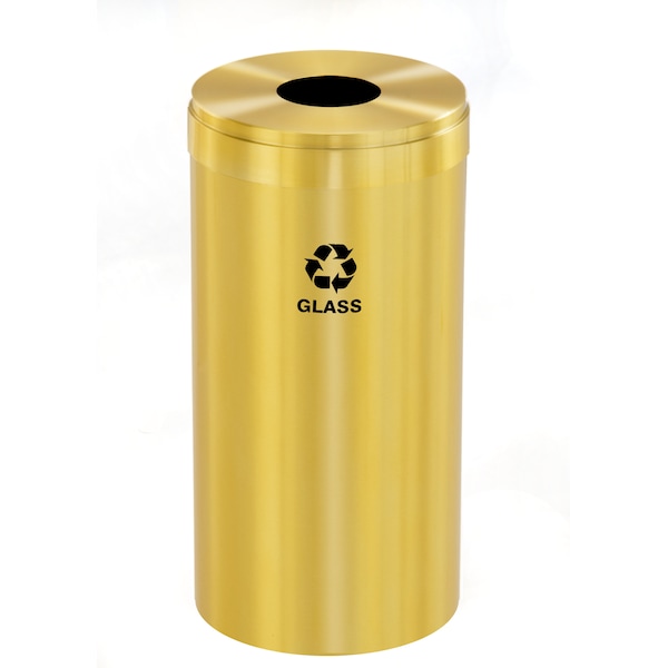 23 gal Round Recycling Bin, Satin Brass