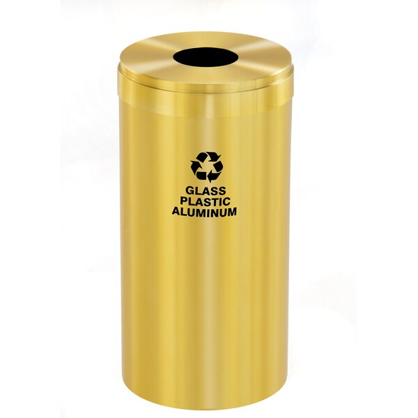 23 gal Round Recycling Bin, Satin Brass