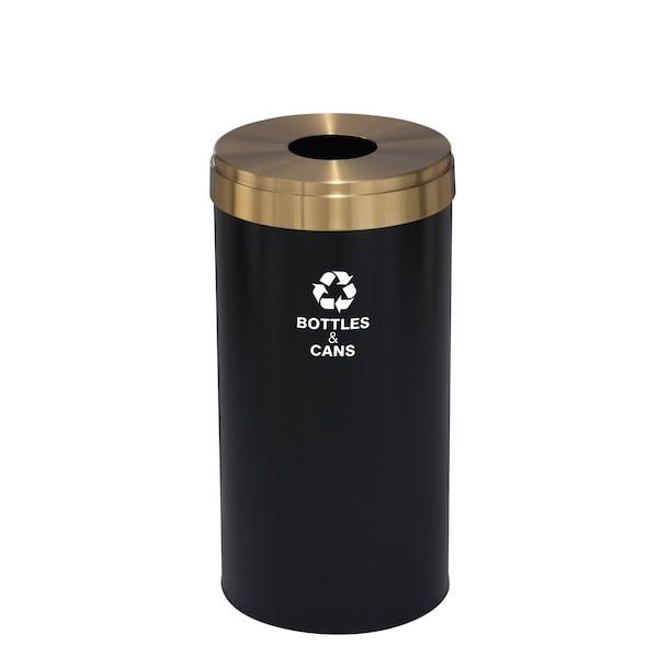 23 gal Round Recycling Bin, Satin Black/Satin Brass