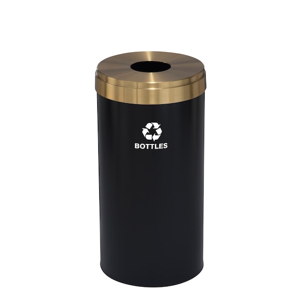 23 gal Round Recycling Bin, Satin Black/Satin Brass