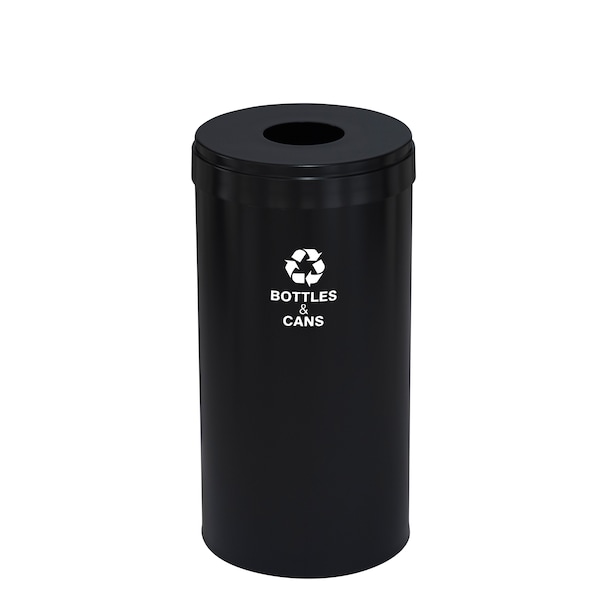 23 gal Round Recycling Bin, Satin Black