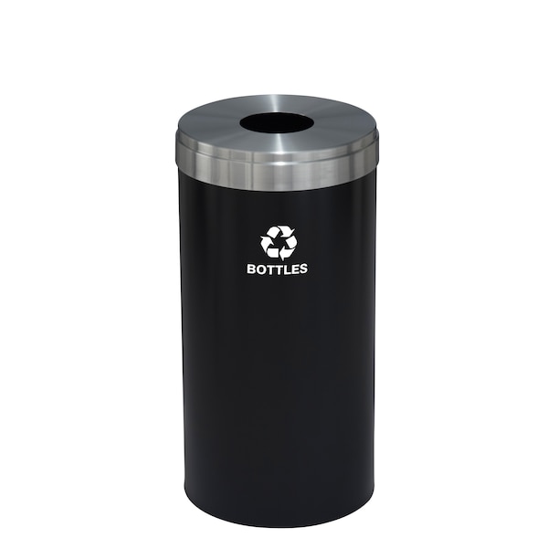 23 gal Round Recycling Bin, Satin Black/Satin Aluminum