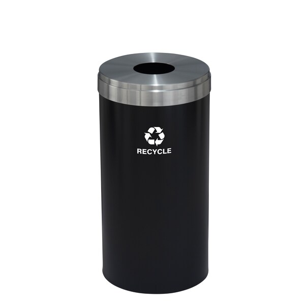 23 gal Round Recycling Bin, Satin Black/Satin Aluminum