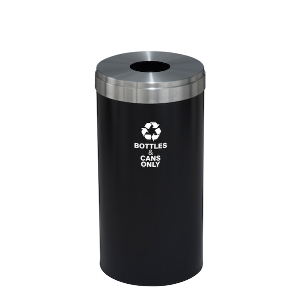 23 gal Round Recycling Bin, Satin Black/Satin Aluminum