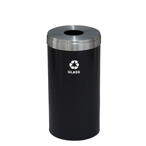 23 gal Round Recycling Bin, Satin Black/Satin Aluminum