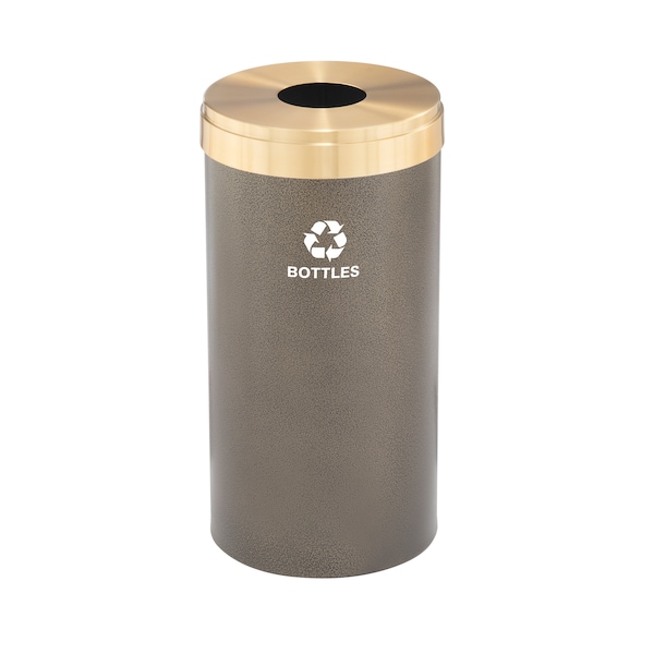 23 gal Round Recycling Bin, Bronze Vein/Satin Brass