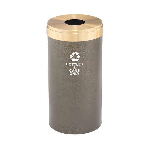 23 gal Round Recycling Bin, Bronze Vein/Satin Brass