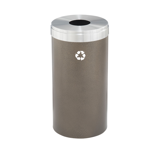 23 gal Round Recycling Bin, Bronze Vein/Satin Aluminum