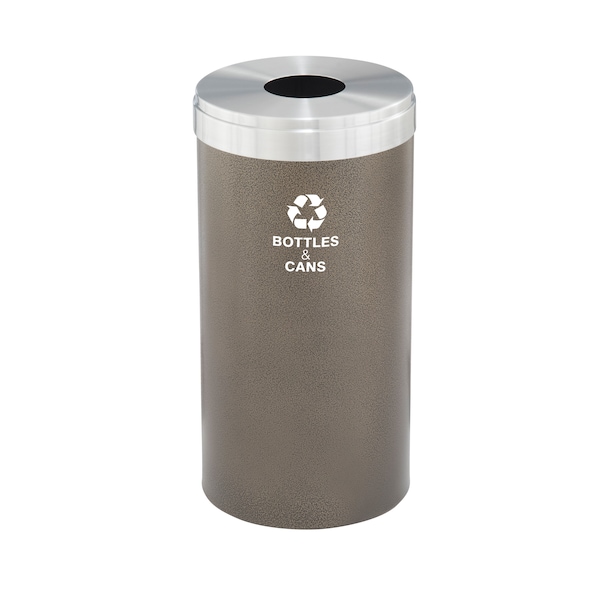 23 gal Round Recycling Bin, Bronze Vein/Satin Aluminum