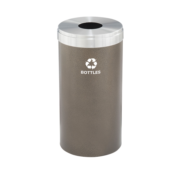 23 gal Round Recycling Bin, Bronze Vein/Satin Aluminum