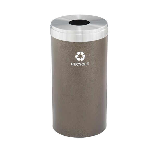 23 gal Round Recycling Bin, Bronze Vein/Satin Aluminum