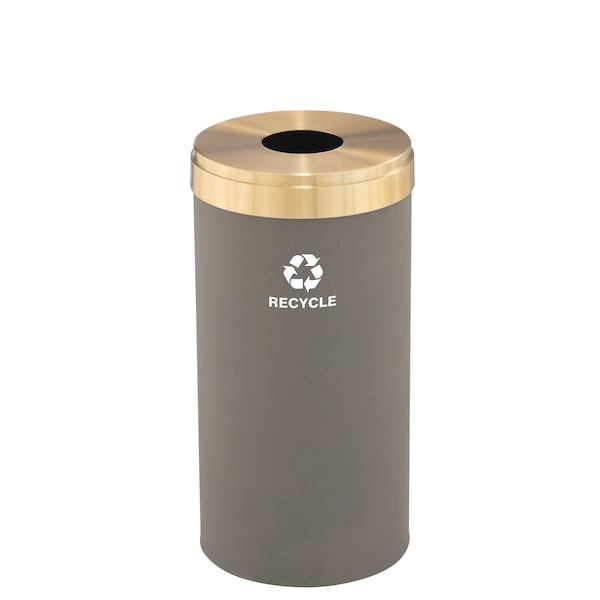 23 gal Round Recycling Bin, Nickel/Satin Brass