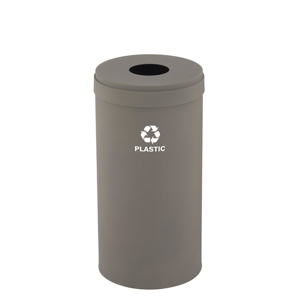 23 gal Round Recycling Bin, Nickel