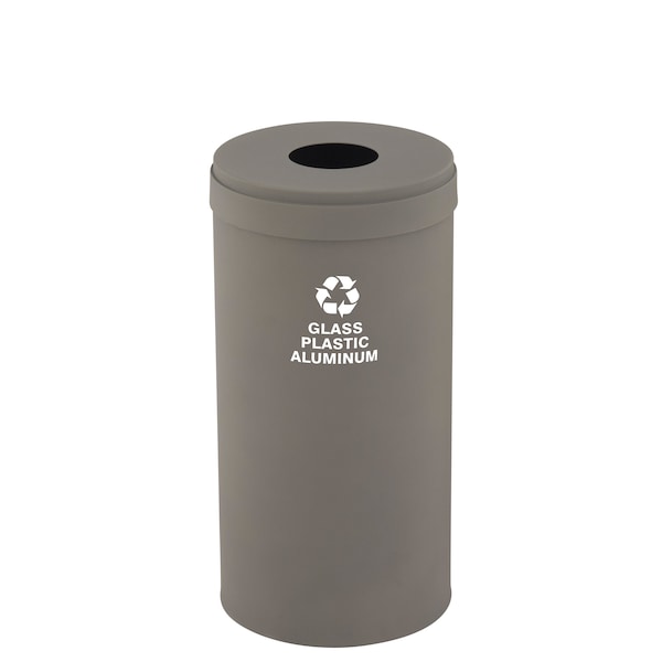 23 gal Round Recycling Bin, Nickel