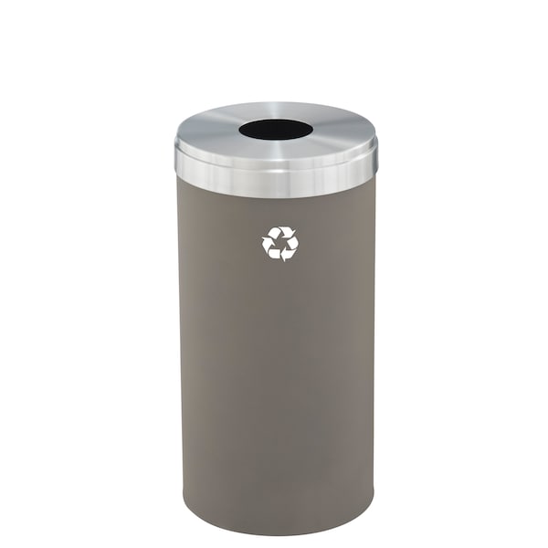 23 gal Round Recycling Bin, Nickel/Satin Aluminum