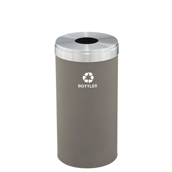 23 gal Round Recycling Bin, Nickel/Satin Aluminum