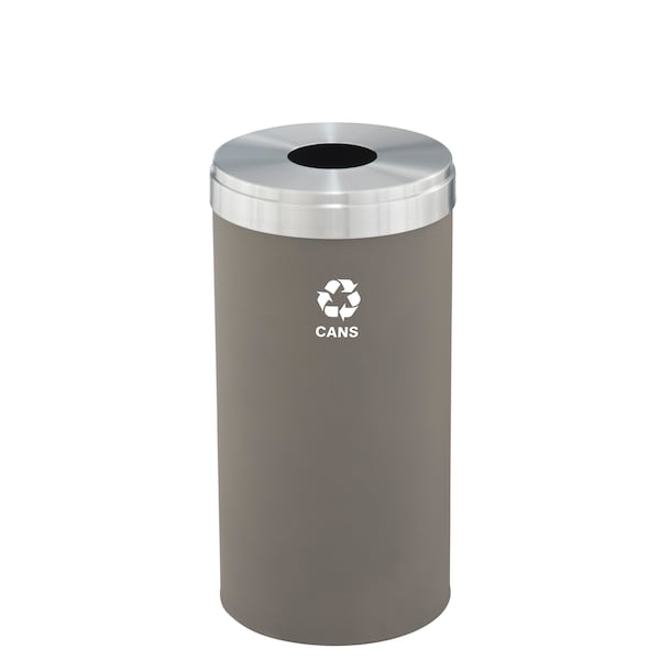 23 gal Round Recycling Bin, Nickel/Satin Aluminum