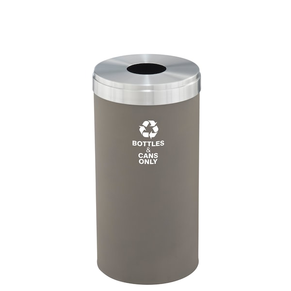 23 gal Round Recycling Bin, Nickel/Satin Aluminum