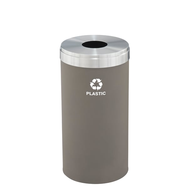 23 gal Round Recycling Bin, Nickel/Satin Aluminum