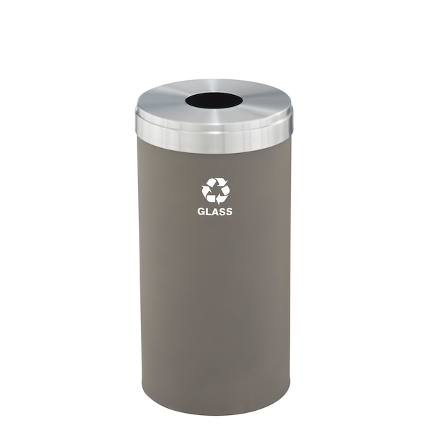 23 gal Round Recycling Bin, Nickel/Satin Aluminum