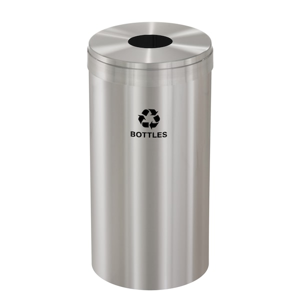 23 gal Round Recycling Bin, Satin Aluminum