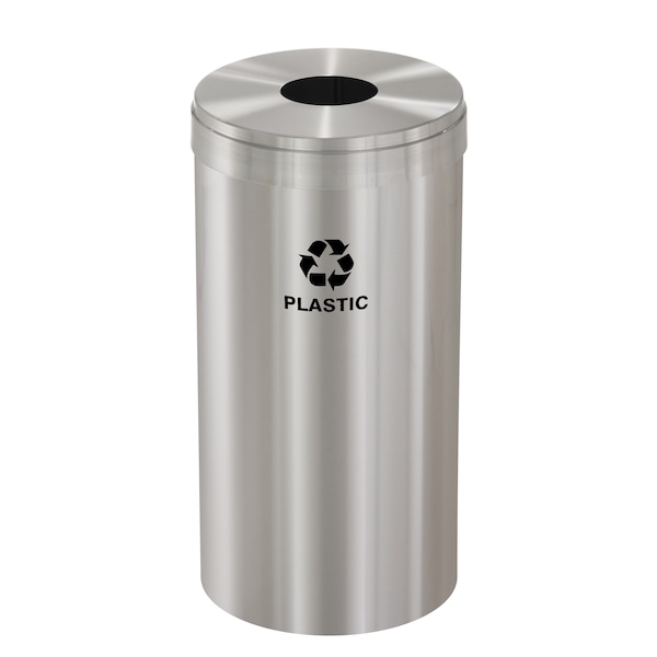 23 gal Round Recycling Bin, Satin Aluminum