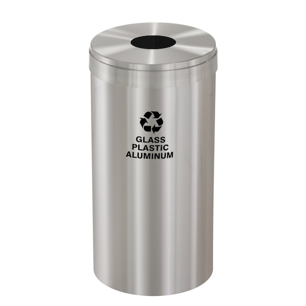 23 gal Round Recycling Bin, Satin Aluminum