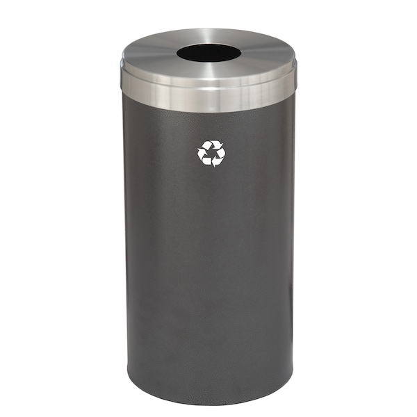 23 gal Round Recycling Bin, Silver Vein/Satin Aluminum