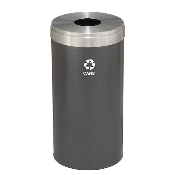 23 gal Round Recycling Bin, Silver Vein/Satin Aluminum