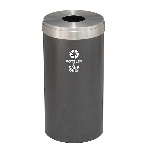 23 gal Round Recycling Bin, Silver Vein/Satin Aluminum