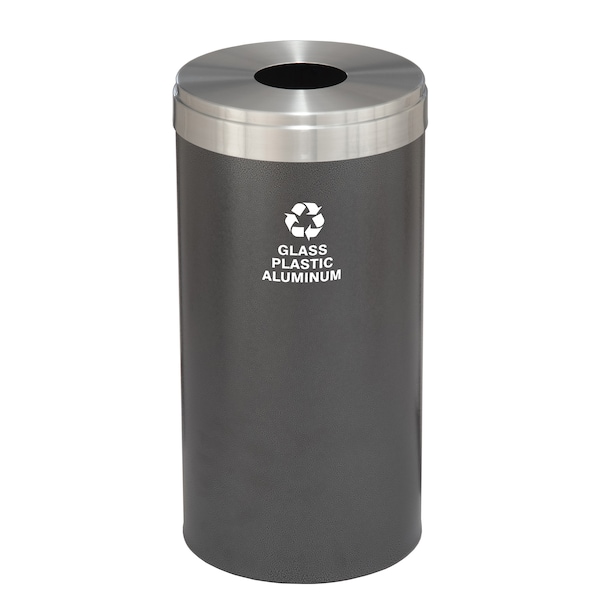 23 gal Round Recycling Bin, Silver Vein/Satin Aluminum