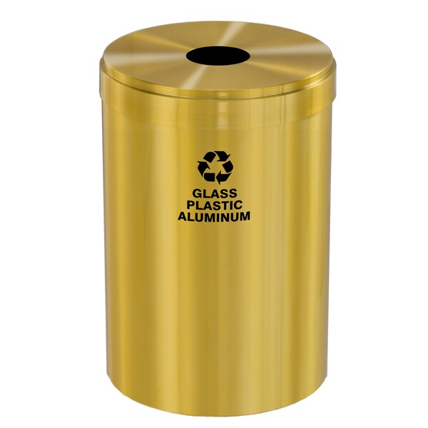 33 gal Round Recycling Bin, Satin Brass