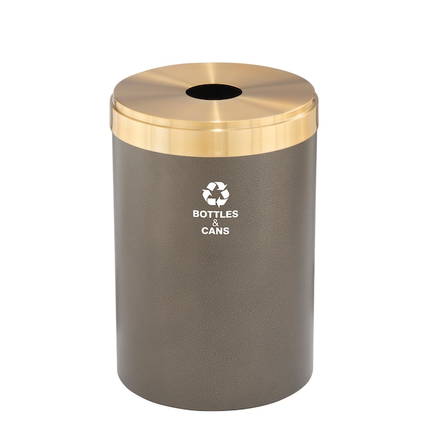 33 gal Round Recycling Bin, Bronze Vein/Satin Brass