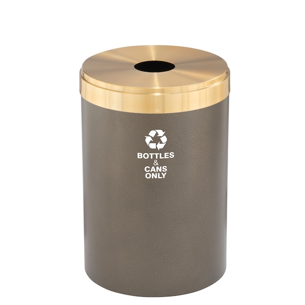 33 gal Round Recycling Bin, Bronze Vein/Satin Brass