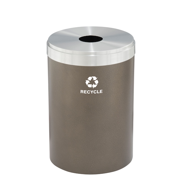 33 gal Round Recycling Bin, Bronze Vein/Satin Aluminum