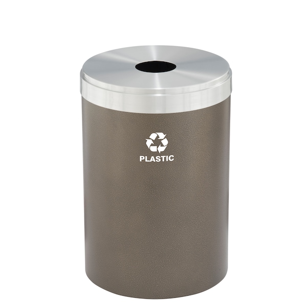 33 gal Round Recycling Bin, Bronze Vein/Satin Aluminum