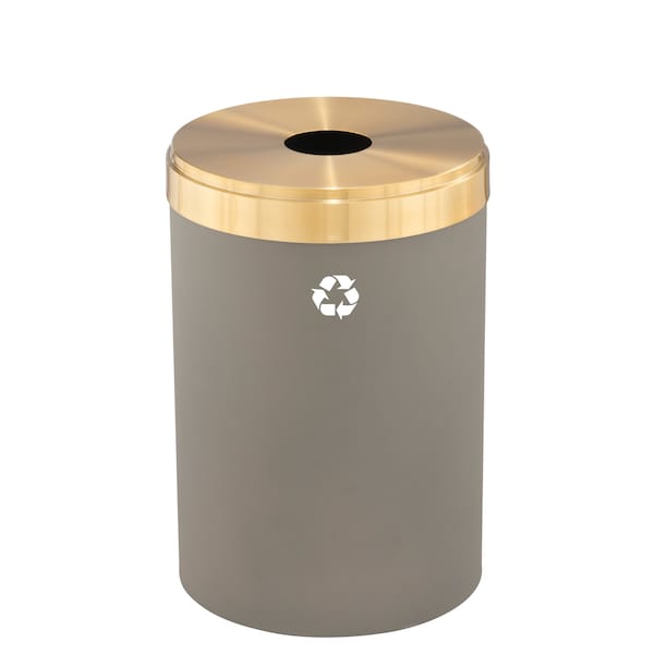 33 gal Round Recycling Bin, Nickel/Satin Brass