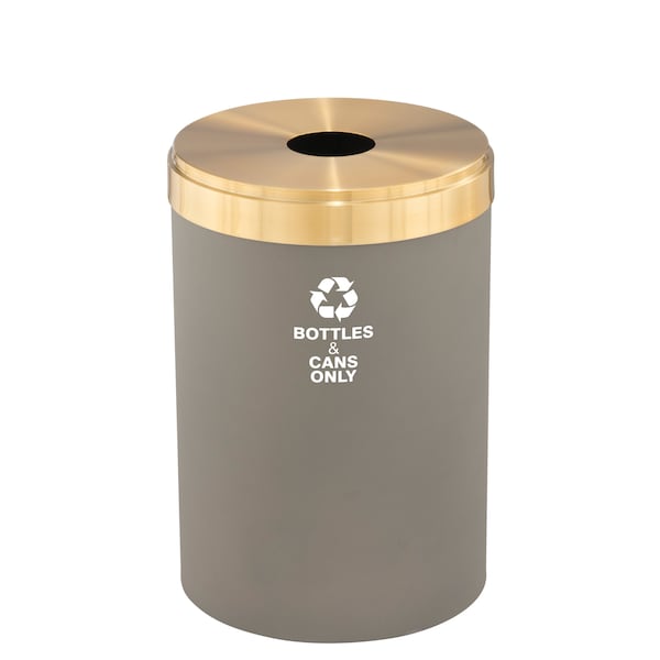33 gal Round Recycling Bin, Nickel/Satin Brass
