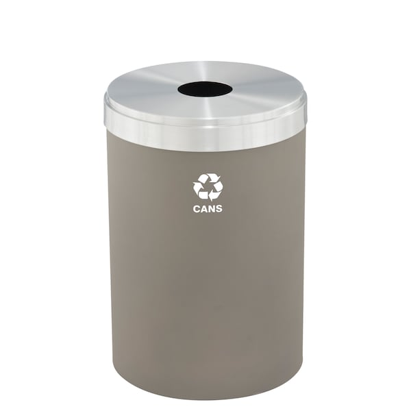 33 gal Round Recycling Bin, Nickel/Satin Aluminum