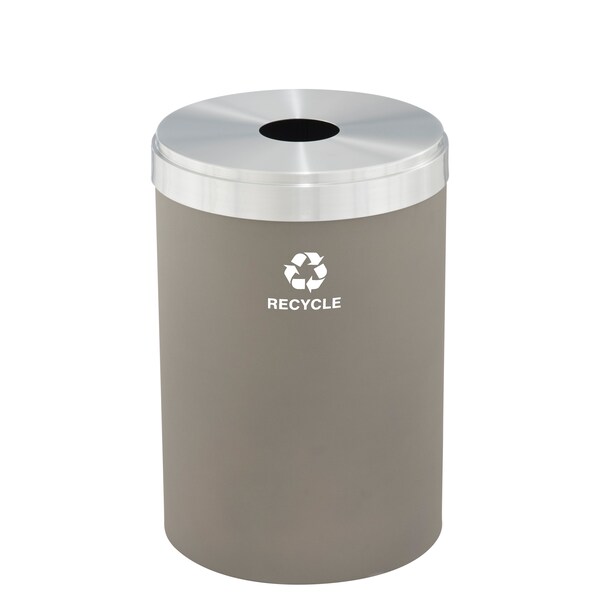 33 gal Round Recycling Bin, Nickel/Satin Aluminum