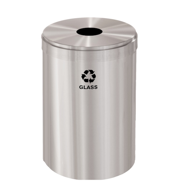 33 gal Round Recycling Bin, Satin Aluminum